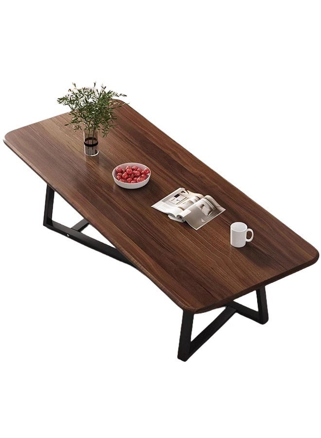 CHOIWIN Modern Coffee Table -Side Table  Walnut Wood Grain Top & Black Metal Frame Rectangle Center Table for Living Room, Sturdy Industrial Style Cocktail Table（120x60cm） - Image 3